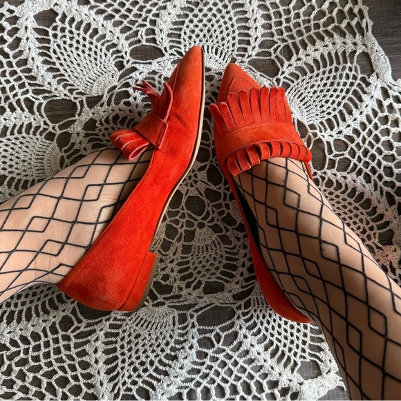 M.Gemi Made in Italy Suede Fringe Loafers — Tangerine Orange — EU 36 / US 6 Twee - Picture 2 of 7